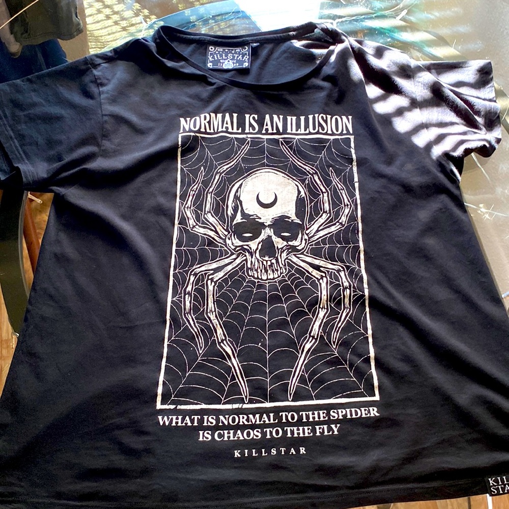 Large Killstar Normal is an Illusion Spider Black Tee